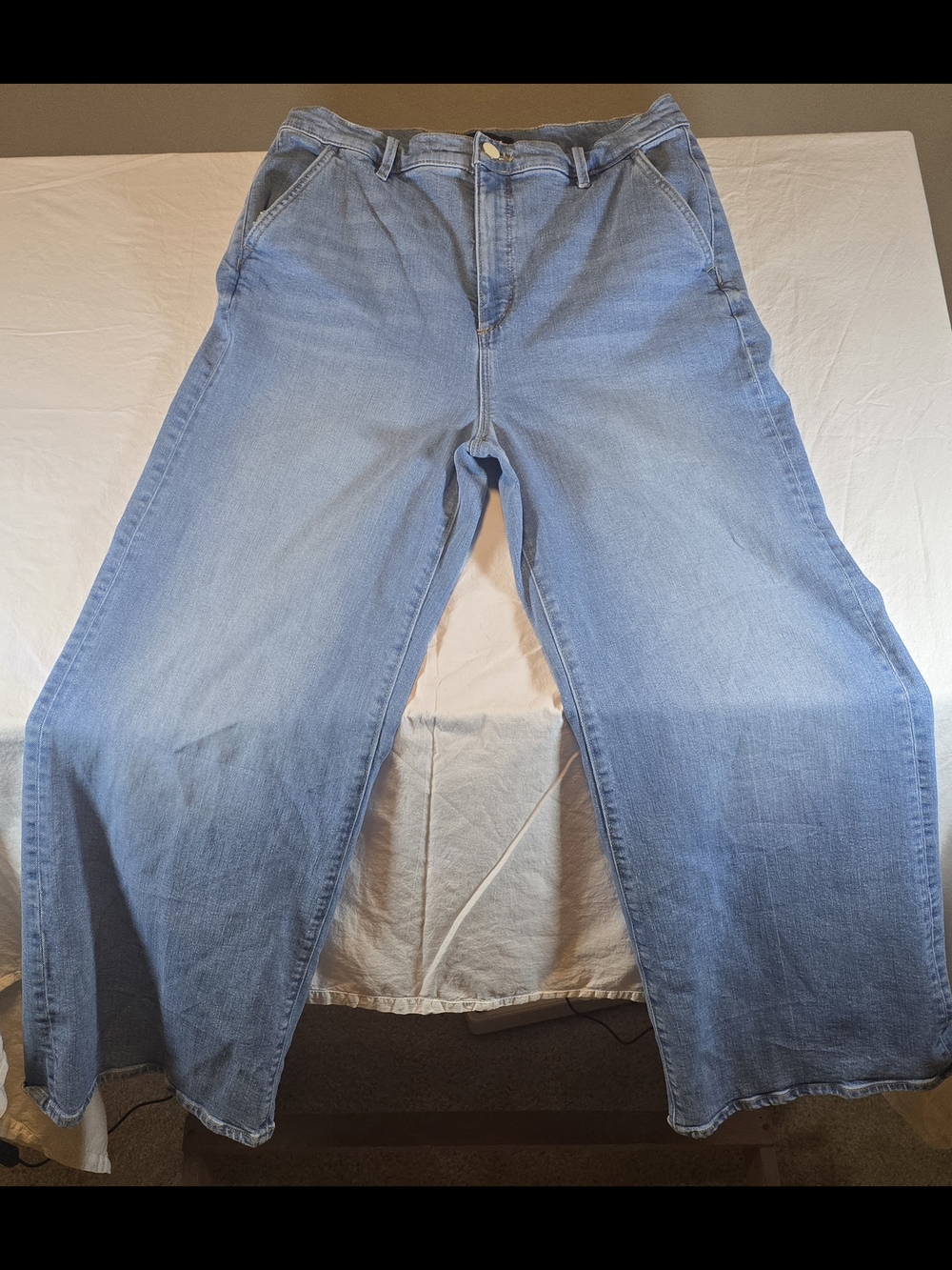 Ann Taylor High Waisted Wide Leg Trouser Denim Jeans Light Wash Size 12